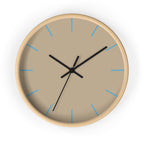 Wooden Base Black Hand Jute Beige Modern Minimalist Silent Wall Clock With Vintage Aqua Time Markers Front