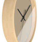 Wooden Base Black Hand Jute Beige Modern Minimalist Silent Wall Clock With Vintage Aqua Time Markers Side
