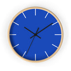 Wooden Base Black Hand Modern Minimal Blue Silent Wall Clock Front