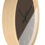 Wooden Base Black Hand Modern Minimal Country Brown Silent Wall Clock With Off White Time Markers Side