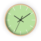 Wooden Base Black Hand Modern Minimal Fresh Green Mint Quiet Wall Clock With White Time Markers Front