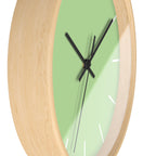 Wooden Base Black Hand Modern Minimal Fresh Green Mint Quiet Wall Clock With White Time Markers Side