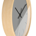Wooden Base Black Hand Modern Minimal Stardust Grey Silent Wall Clock With Black Time Markers Side