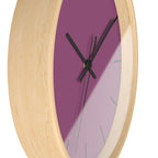 Wooden Base Black Hand Modern Minimalist Lavender Red Plum Silent Wall Clock With Black Time Markers Side