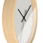 Wooden Base Black Hand Modern Minimalist Off White Silent Wall Clock With  Light Grey Time Markers Side