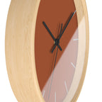 Wooden Base Black Hand Paarl Terracotta Modern Minimal Silent Wall Clock With Ivory Grey Time Markers Side