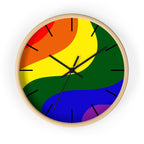 Wooden Base Black Hand Pride Modern Minimal Silent Wall Clock Front 