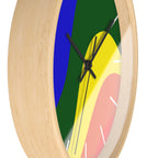 Wooden Base Black Hand Pride Rainbow Wave Modern Minimal Silent Wall Clock With White Time Markers Side