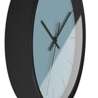 Wooden Base White Hand Danish Blue Modern Minimalist Silent Wall Clock With Grey Time Markers Side