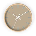 Wooden Base White Hand Jute Beige Modern Minimalist Silent Wall Clock With Vintage Aqua Time Markers Front