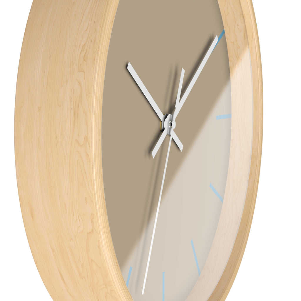 Wooden Base White Hand Jute Beige Modern Minimalist Silent Wall Clock With Vintage Aqua Time Markers Side