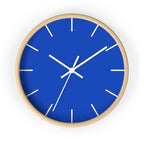 Wooden Base White Hand Modern Minimal Blue Silent Wall Clock Front