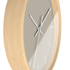 Wooden Base White Hand Modern Minimal Ivory Grey Beige Silent Wall Clock With Off White Time Markers Side
