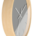 Wooden Base White Hand Modern Minimal Stardust Grey Silent Wall Clock With Black Time Markers Side