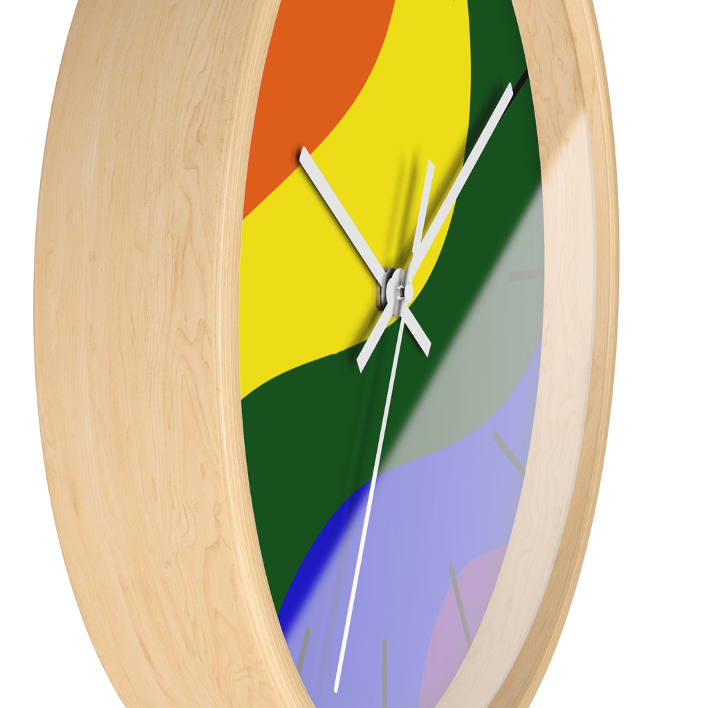 Wooden Base White Hand Pride Modern Minimal Silent Wall Clock Side