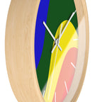 Wooden Base White Hand Pride Rainbow Wave Modern Minimal Silent Wall Clock With White Time Markers Side