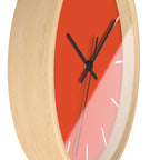 Wooden Black Hand Modern Minimalist Dragon Fire Red Orange Wall Clock With White Time Markers Side