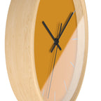 Wooden Frame Black Hand Dixie Florida Orange Mustard Modern Minimalist Wall Clock With Stardust Grey Time Markers Side 