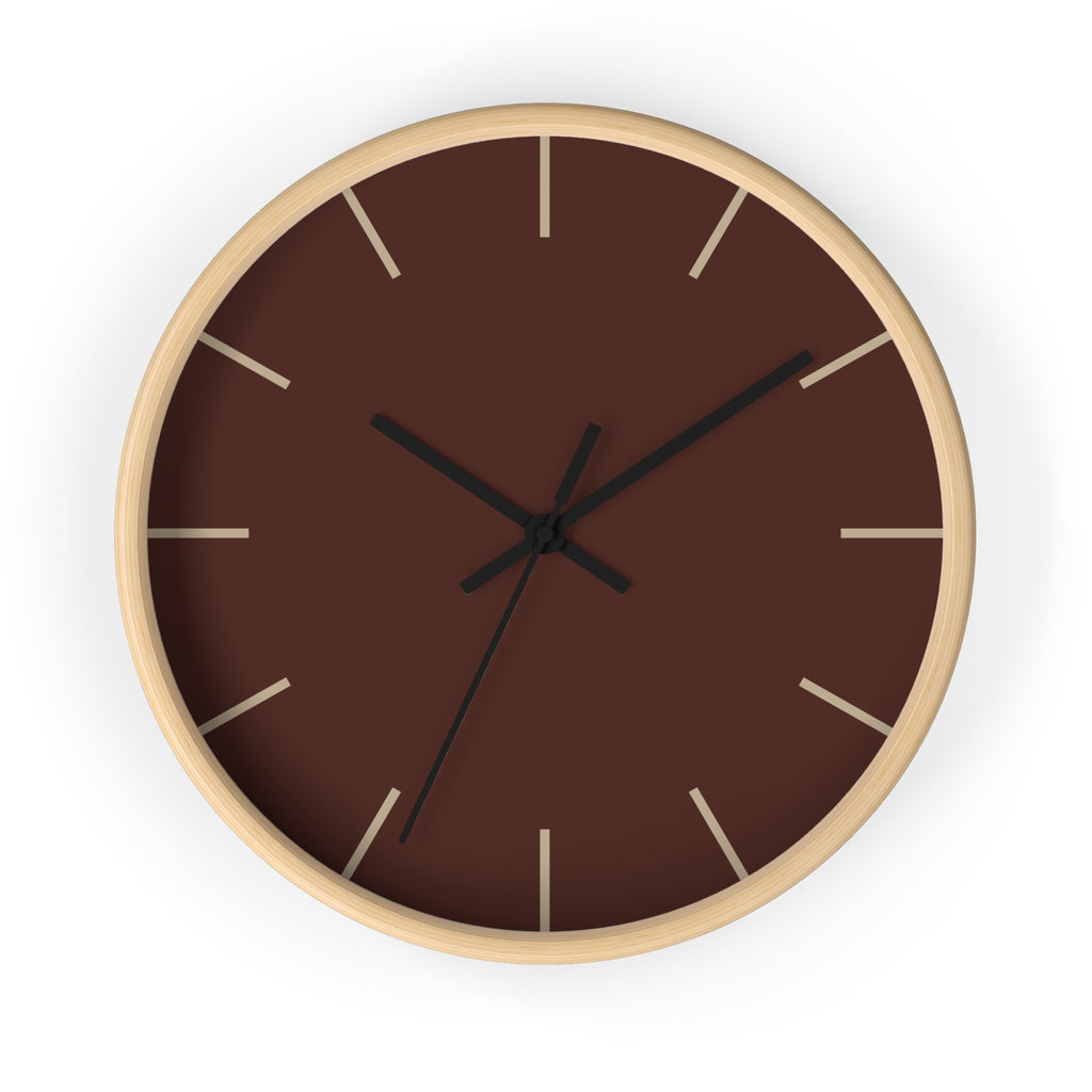Wooden Frame Black Hand Saddle Brown Modern Minimal Wall Clock With Jute Time Markers Front