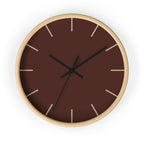 Wooden Frame Black Hand Saddle Brown Modern Minimal Wall Clock With Jute Time Markers Front