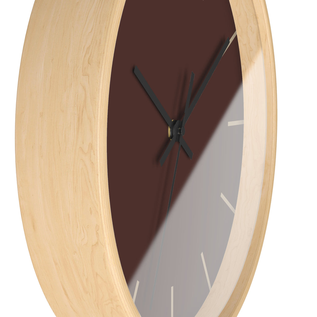 Wooden Frame Black Hand Saddle Brown Modern Minimal Wall Clock With Jute Time Markers Side
