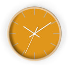 Wooden Frame White Hand Dixie Florida Orange Mustard Modern Minimalist Wall Clock With Stardust Grey Time Markers Front