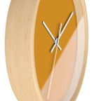 Wooden Frame White Hand Dixie Florida Orange Mustard Modern Minimalist Wall Clock With Stardust Grey Time Markers Side 