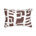 Abstract brown brushstroke lumbar pillow, front view.