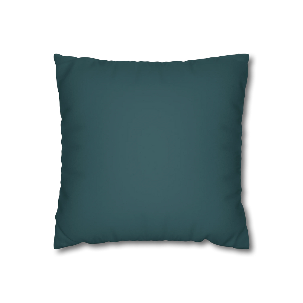 Abstract Teal faux suede pillowcase, front view.