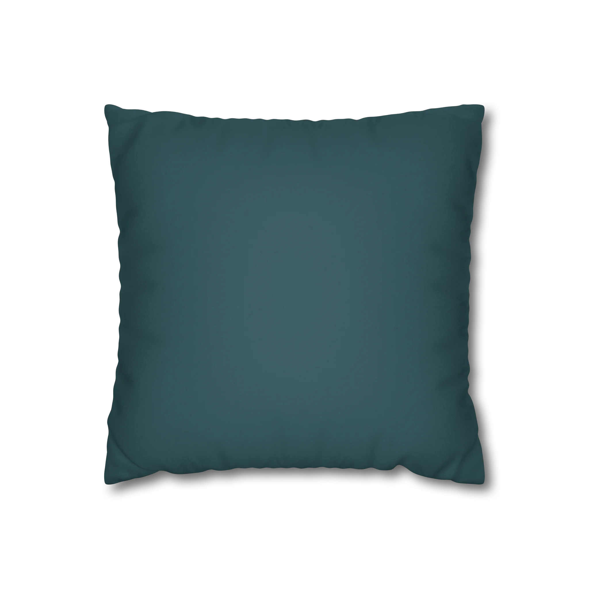 Abstract Teal faux suede pillow case, front view.
