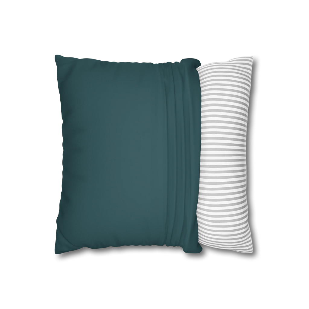 Abstract Teal faux suede pillowcase, open view.