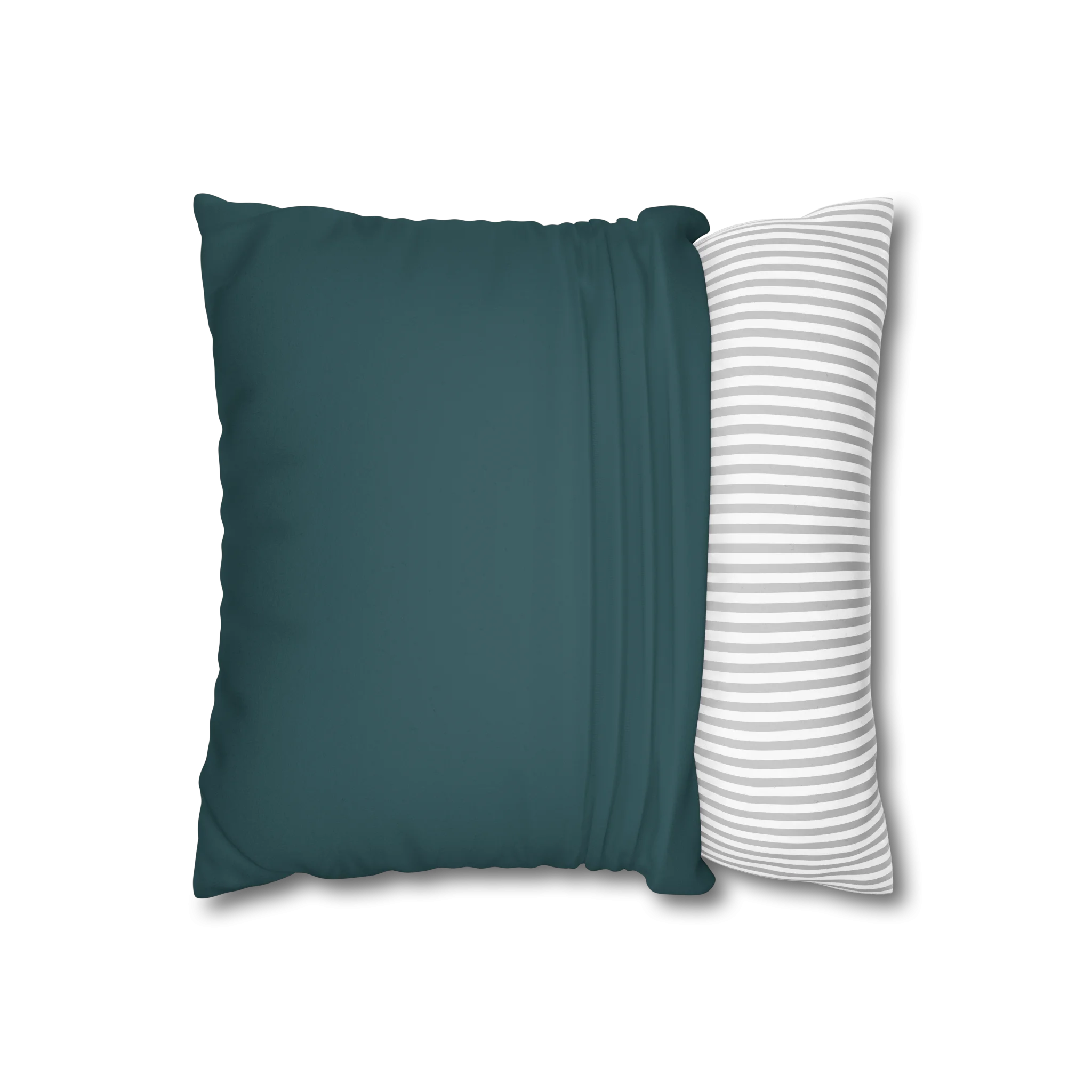 Abstract Teal faux suede pillow case, open view.