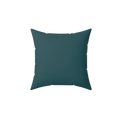 Abstract teal faux suede throw pillow, front view.