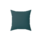 Abstract teal faux suede throw pillow, front view.