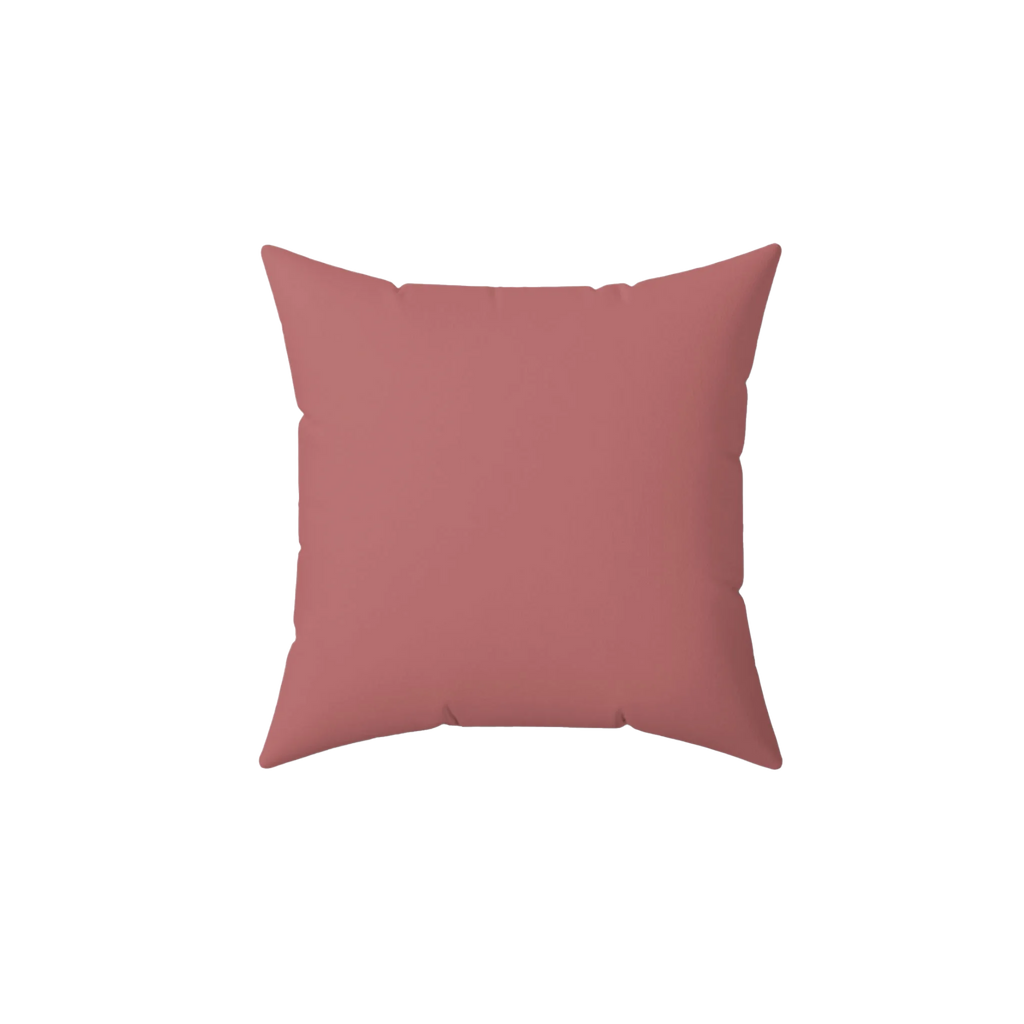 Adore pink faux suede throw pillow, back view.