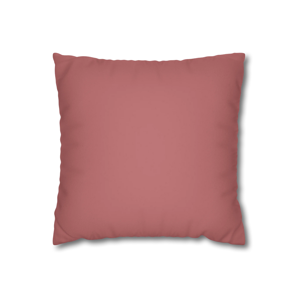 Adore Pink faux suede pillowcase, back view.