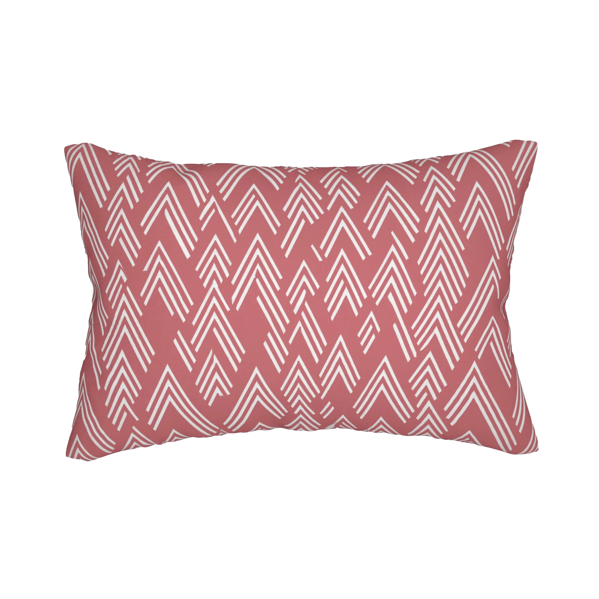 Adore pink ikat lumbar accent pillow, back view.