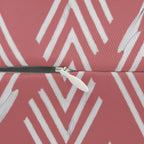 Adore pink ikat lumbar accent pillow, zipper view.