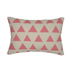 Adore pink triangle pattern lumbar pillow, back view.