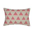 Adore pink triangle pattern lumbar pillow, front view.