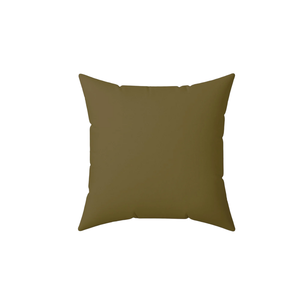 Aged wood faux suede throw pillow, back view.