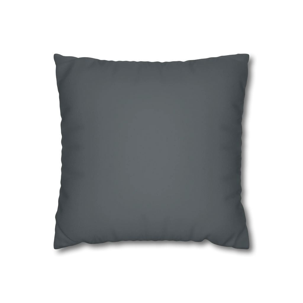 Anchor Grey faux suede pillowcase, back view.