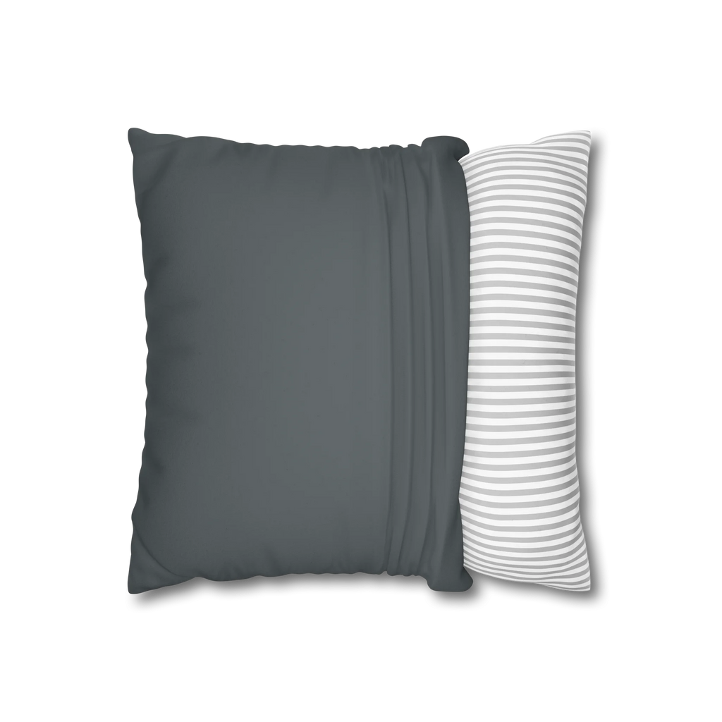 Anchor Grey faux suede pillowcase, open view.