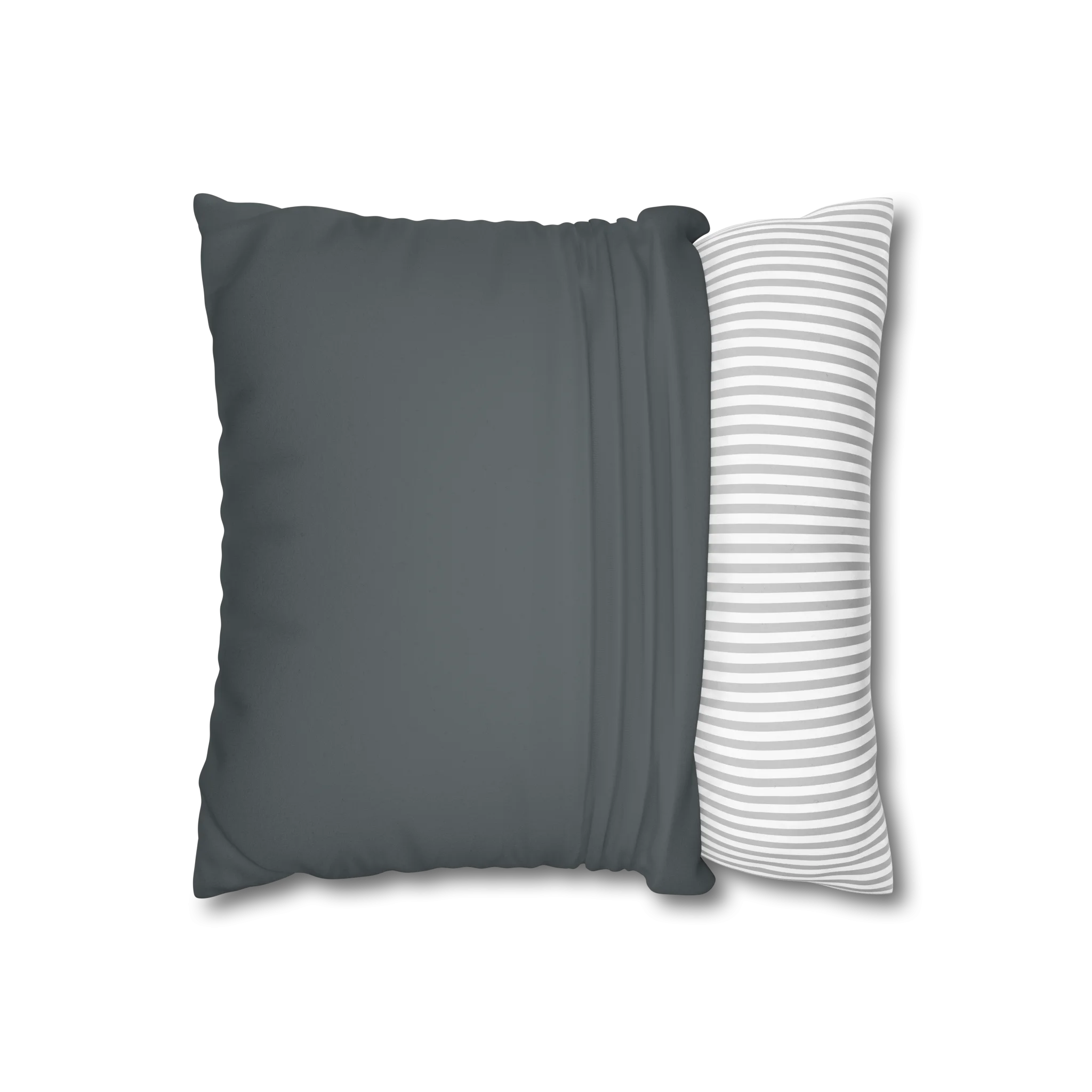 Anchor Grey faux suede pillow case, open view.