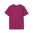 A back view of the antique heather heliconia women's rights are human rights t-shirt.