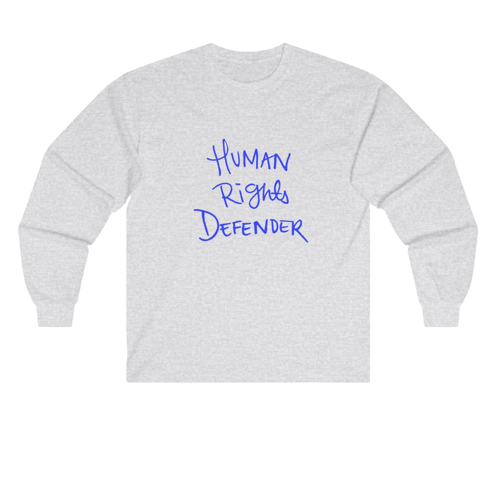 Ash Human Rights Defender long sleeve tee, front view.