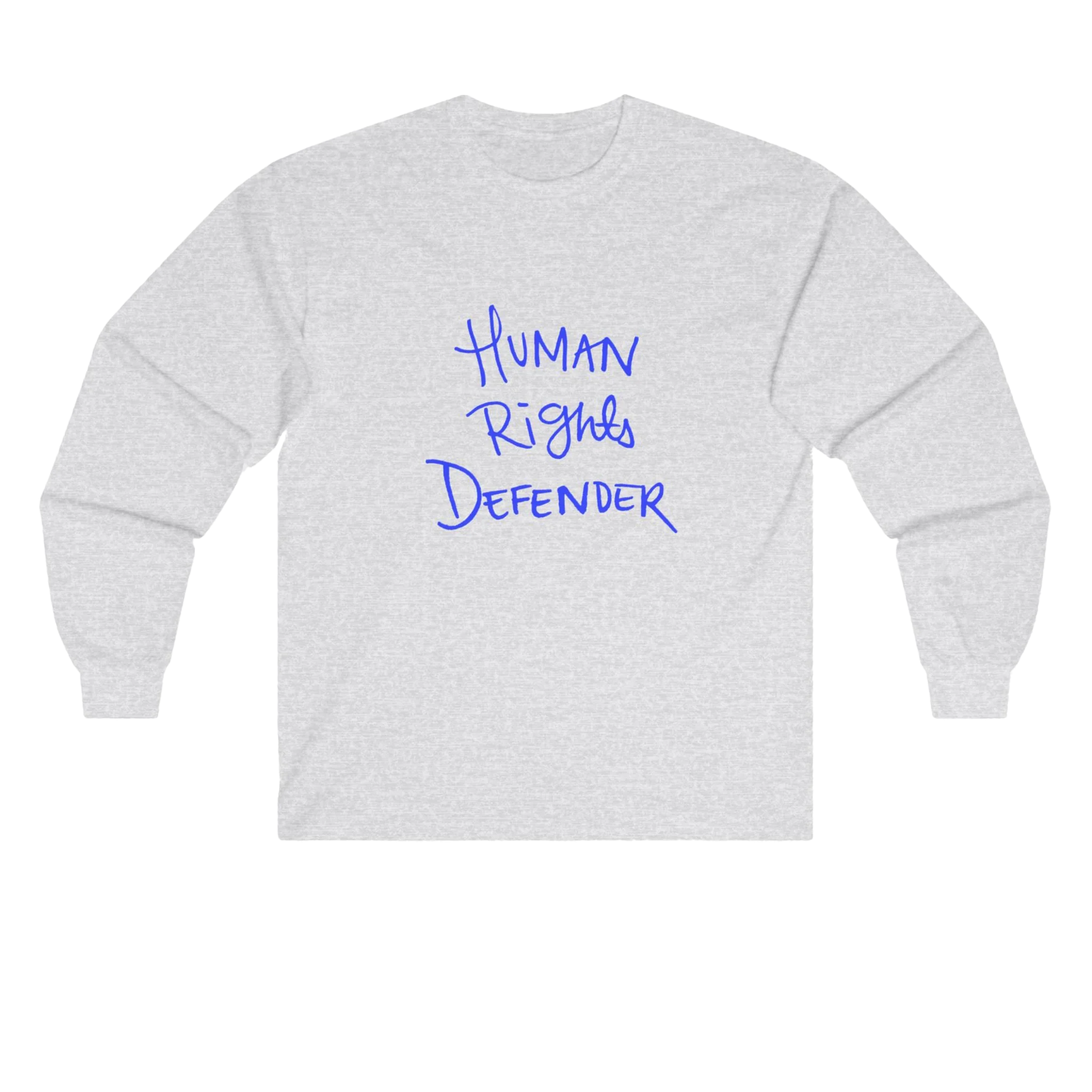 Ash Human Rights Defender long sleeve tee, front view.