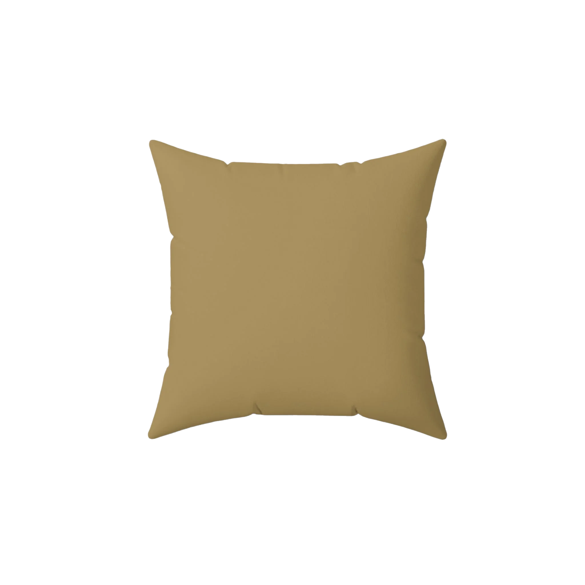 Ash mustard faux suede throw pillow, back view.