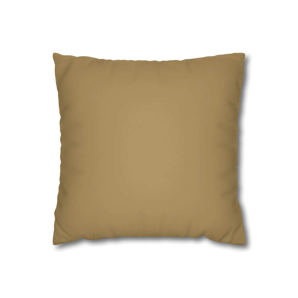 Ash Mustard faux suede pillow case, back view.