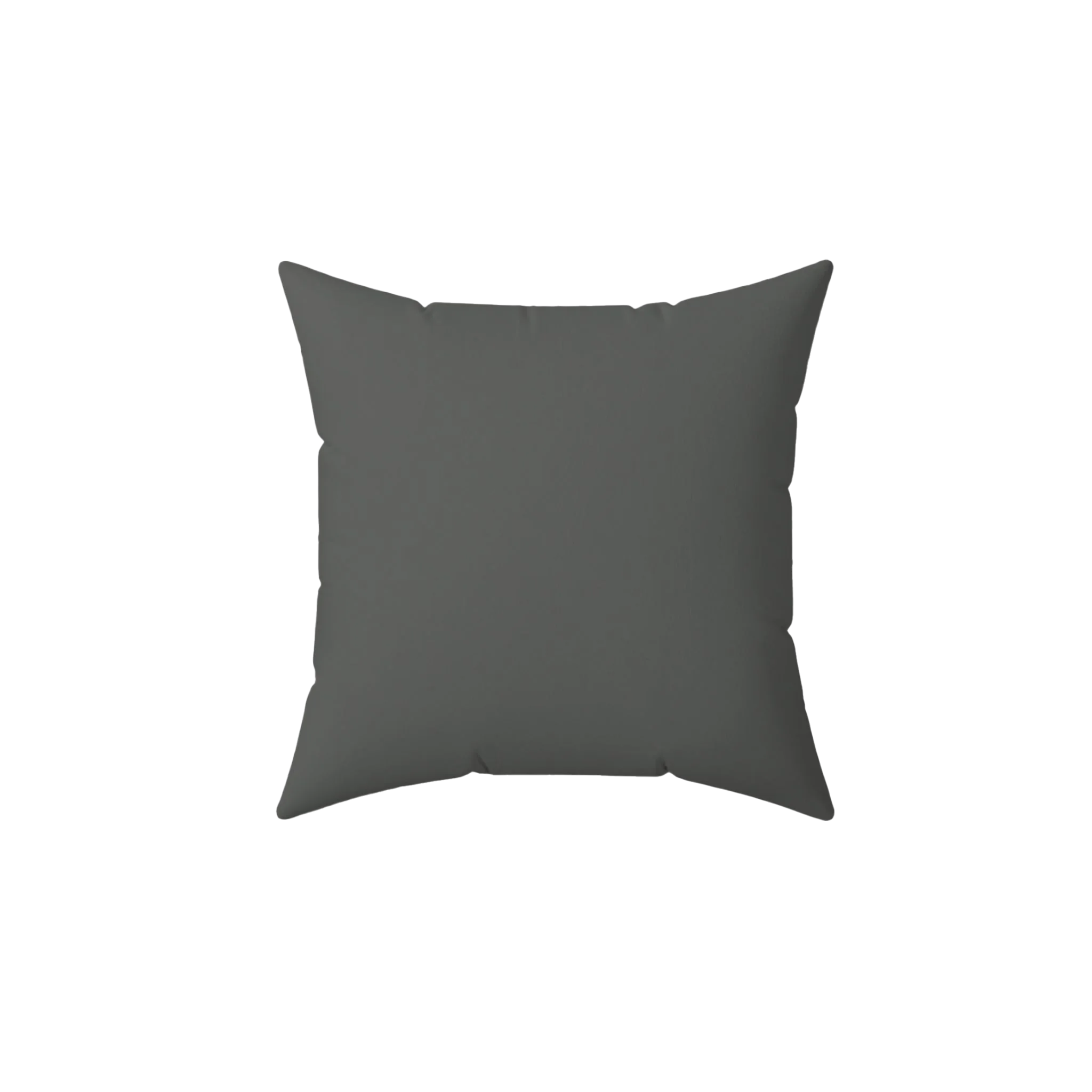 Atomic grey faux suede throw pillow, back view.